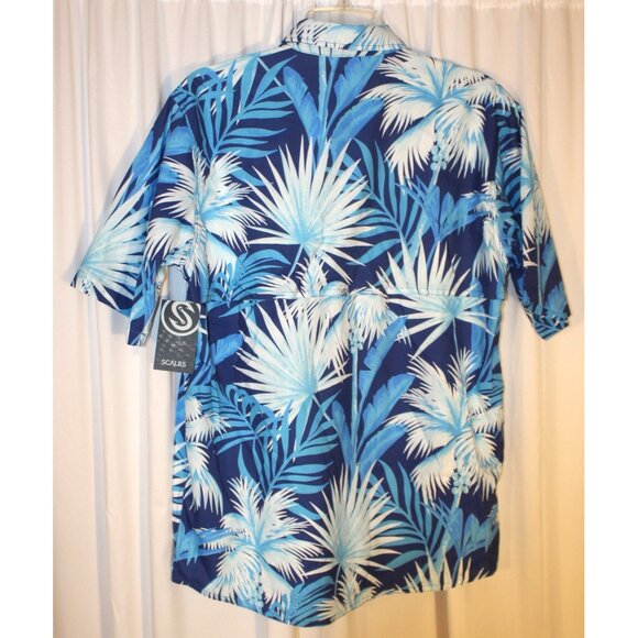 New SCALES Men's MEDIUM Palm City Button Down Shirt Blue Lightweight Fishing - Picture 4 of 4